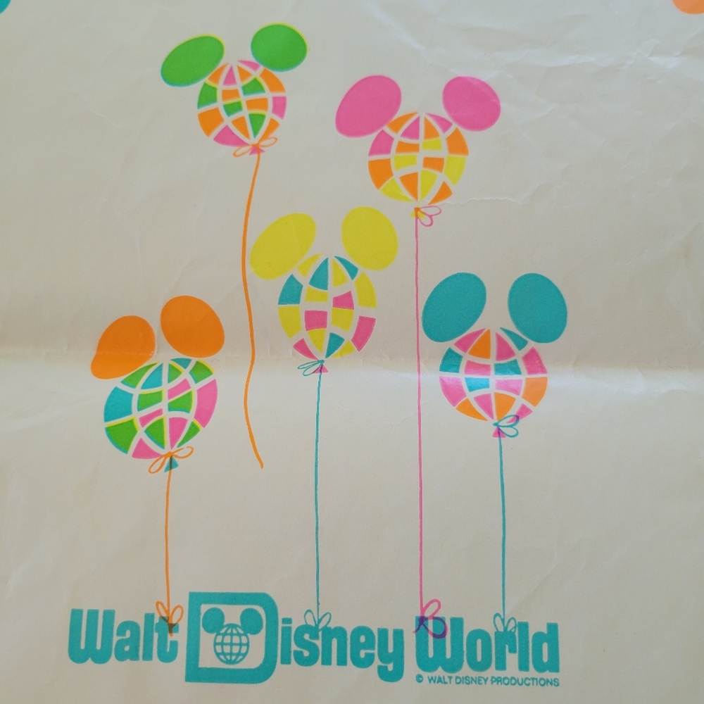 1974 Walt Disney World Shopping Gift Bag in Bright Colors